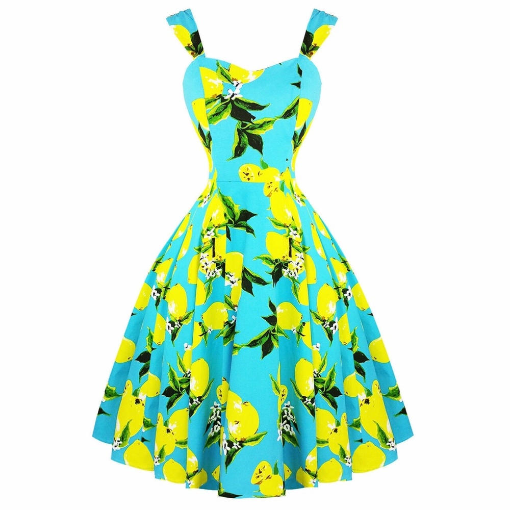 Hearts and Roses Vintage Rockabilly Lemon Dress